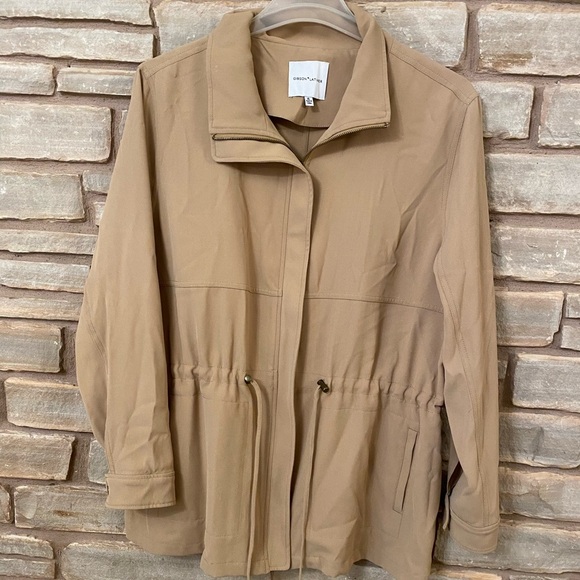 Gibson Latimer Womens Camel Beige Drawstring Tie Waist Coat jacket Size XL - Picture 4 of 12